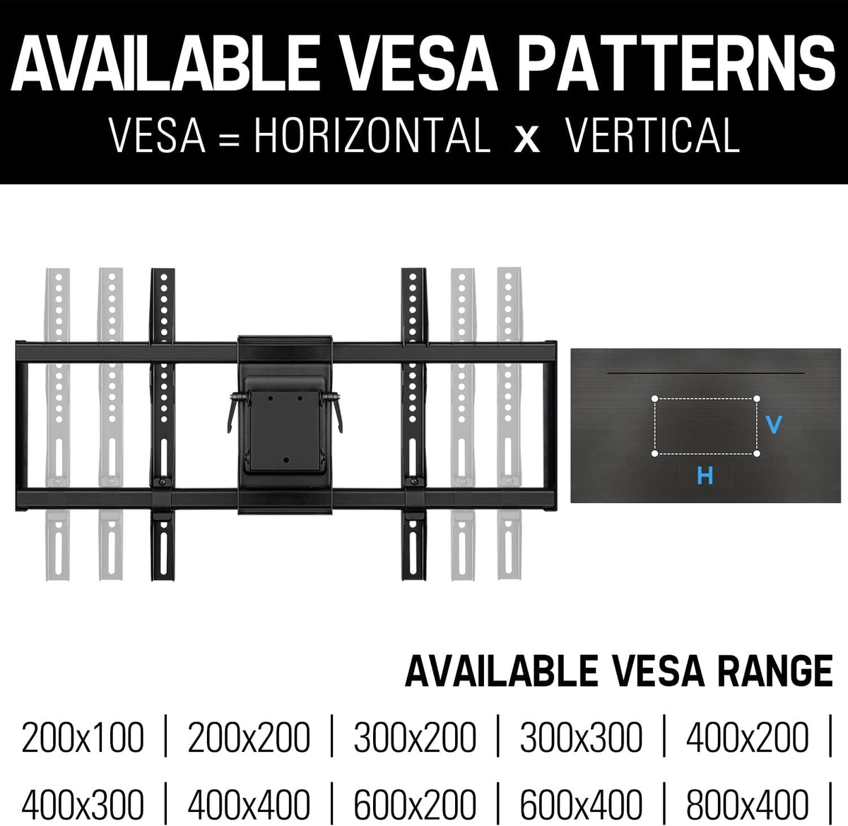 TV Wall Mount Full Motion for 42-84" TVs up to 132LBS, Max VESA 800x400mm M620