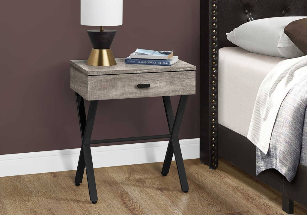 Taupe Finish and Black Metal Accent Table D206057
