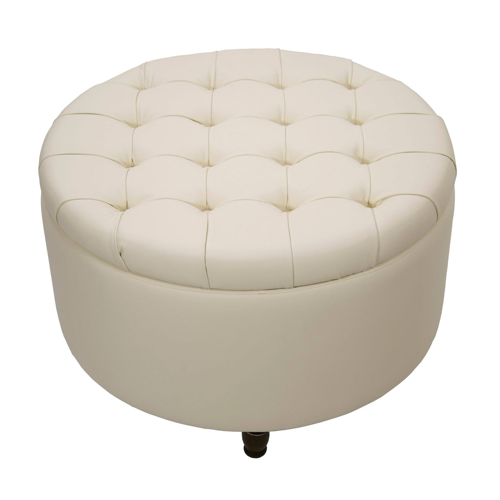 Black Pintucked Storage Ottoman R464354