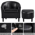 Black Faux Leather Accent Chair and Ottoman Set K384234