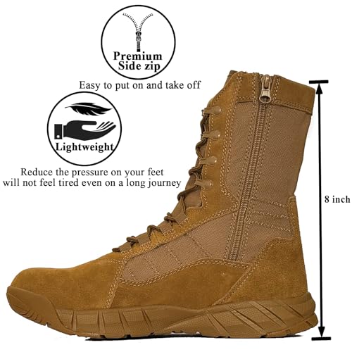 Lightweight Tactical Military Boots Side Zipper Lace Up R7684