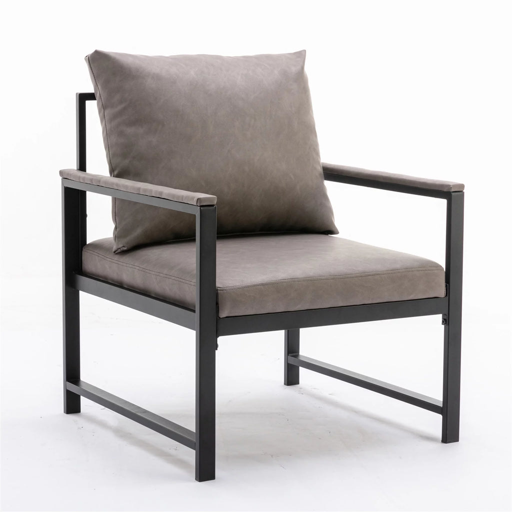 Faux Leather Metal Frame Accent Chair Grey Q1486