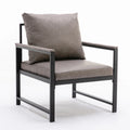 Faux Leather Metal Frame Accent Chair Grey Q1486