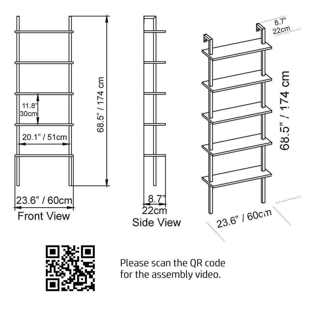 White Metal Wood Accent Ladder Bookcase B126763