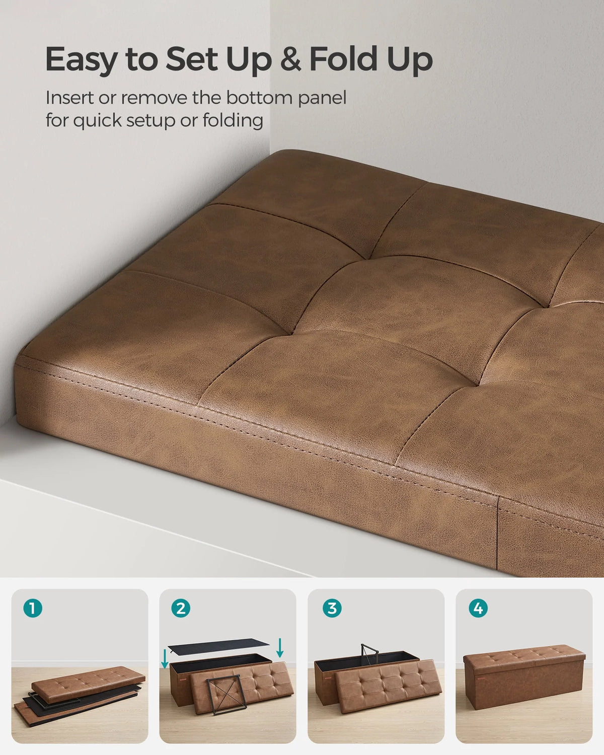 Black Folding Storage Ottoman Bench F751