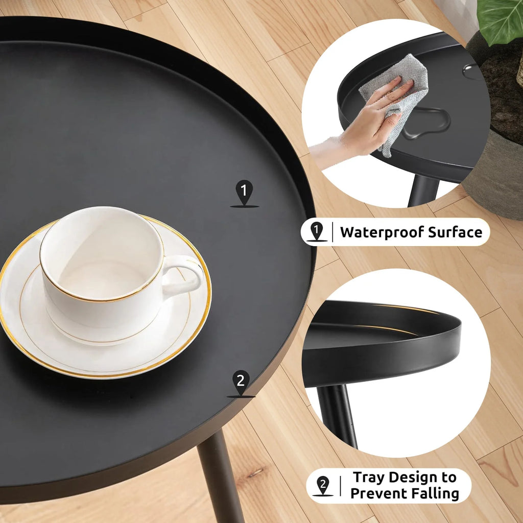 Black Round Steel Outdoor Side Table G467
