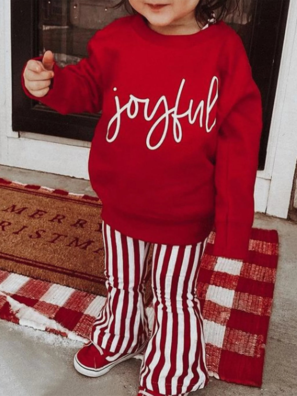 Long Sleeve Round Neck Christmas Shirt and Trousers U174116