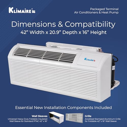 Air Conditioner Heat Pump with Wall Sleeve, Aluminum Grille, Remote Control, & Electric Heater L856099