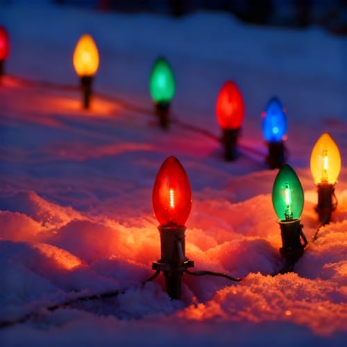 C9 LED Christmas Pathway Lights Multicolor 30 Ft 20 Bulbs P927329