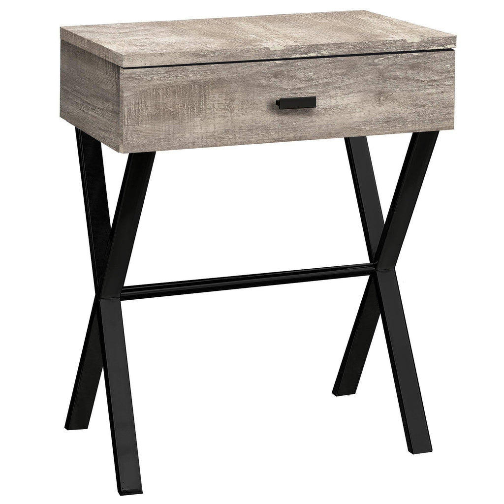 Taupe Finish and Black Metal Accent Table D206057