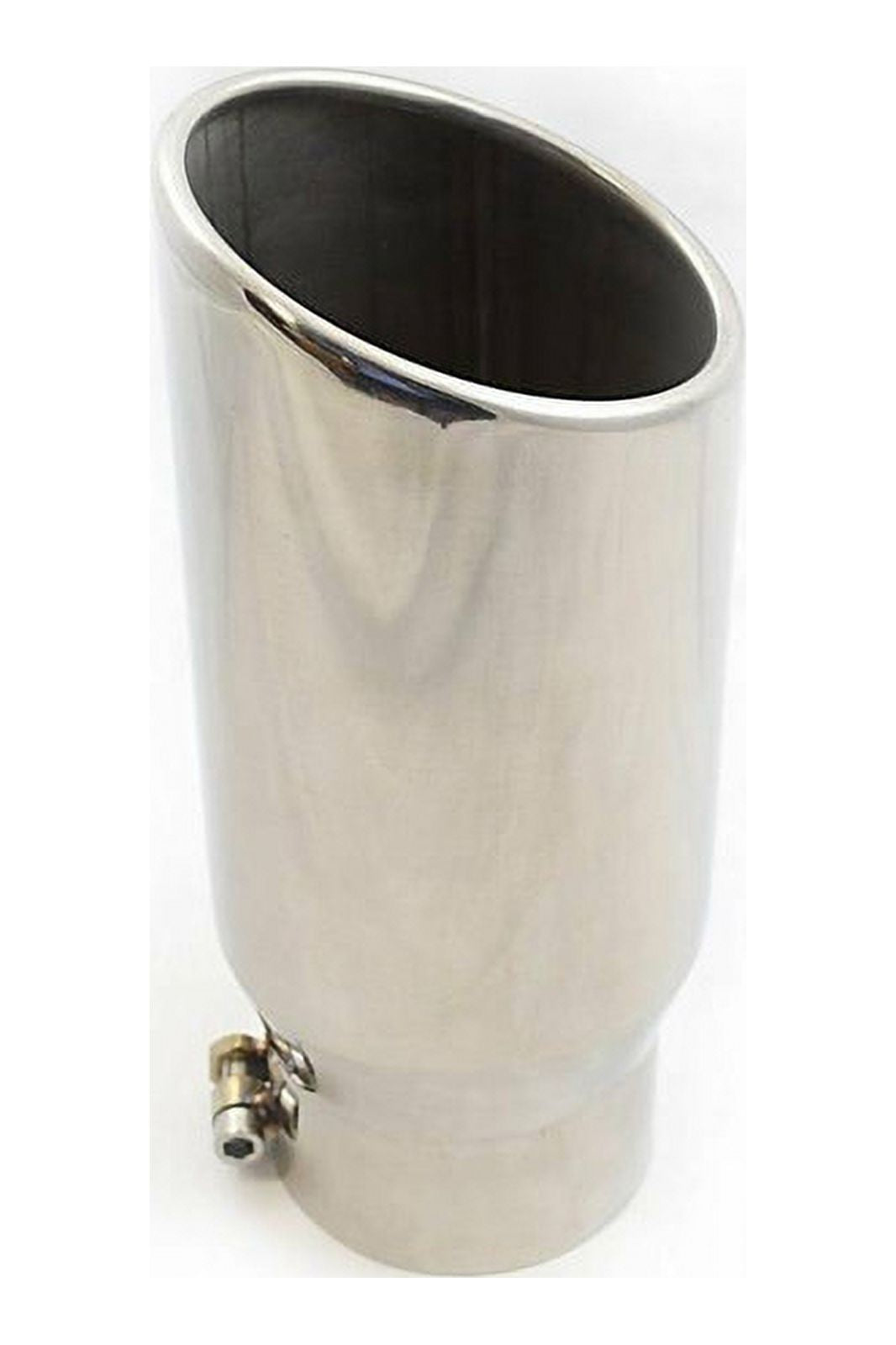 12" Polished SS Bolt On Exhaust Tip Rolled Angle Cut 4" Inlet 5" Outlet S72578