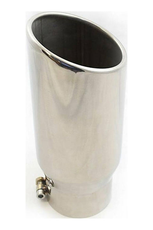 12" Polished SS Bolt On Exhaust Tip Rolled Angle Cut 4" Inlet 5" Outlet S72578
