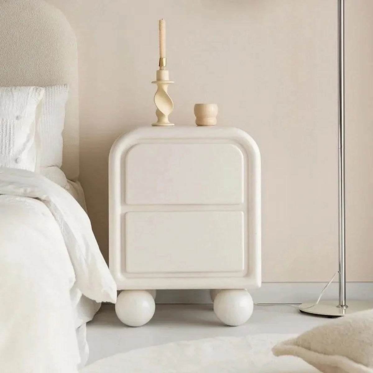 White Wooden 2 Drawer Nightstand B48582