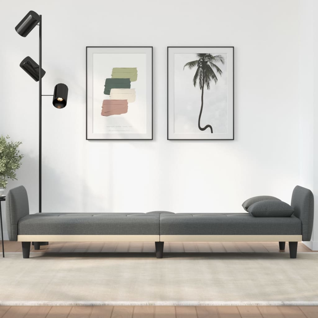 Dark Gray Fabric Sofa Bed with Cup Holders W880