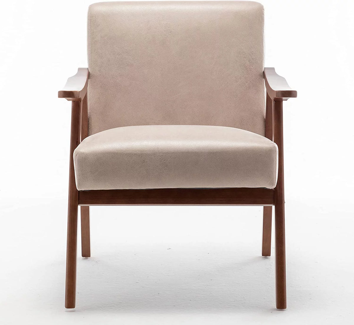 Light Camel Microfiber Accent Chair with Solid Wood Frame Q918