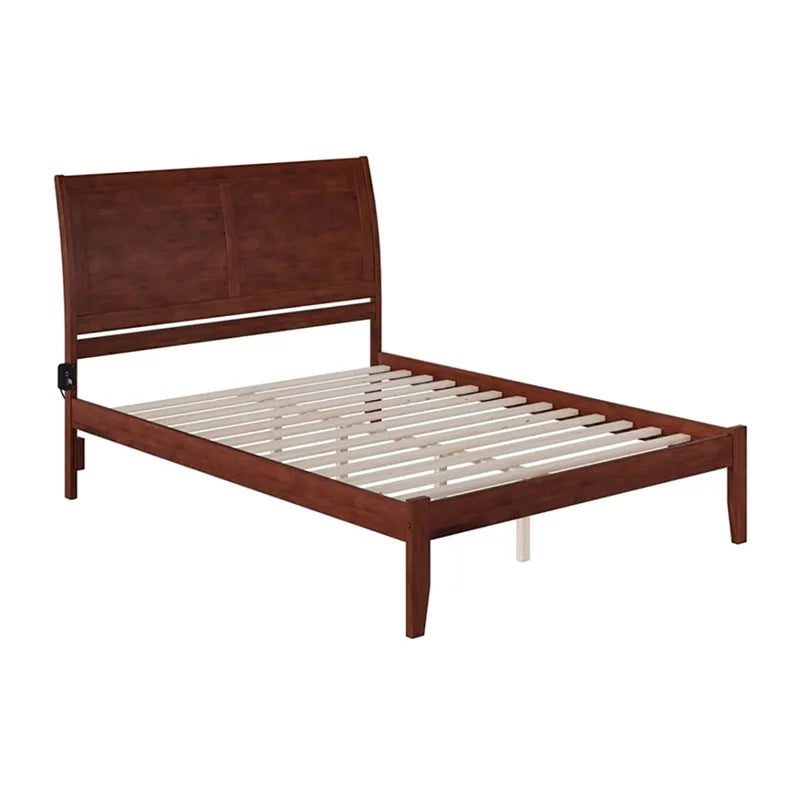 Solid Wood Queen Platform Bed in Walnut T8596