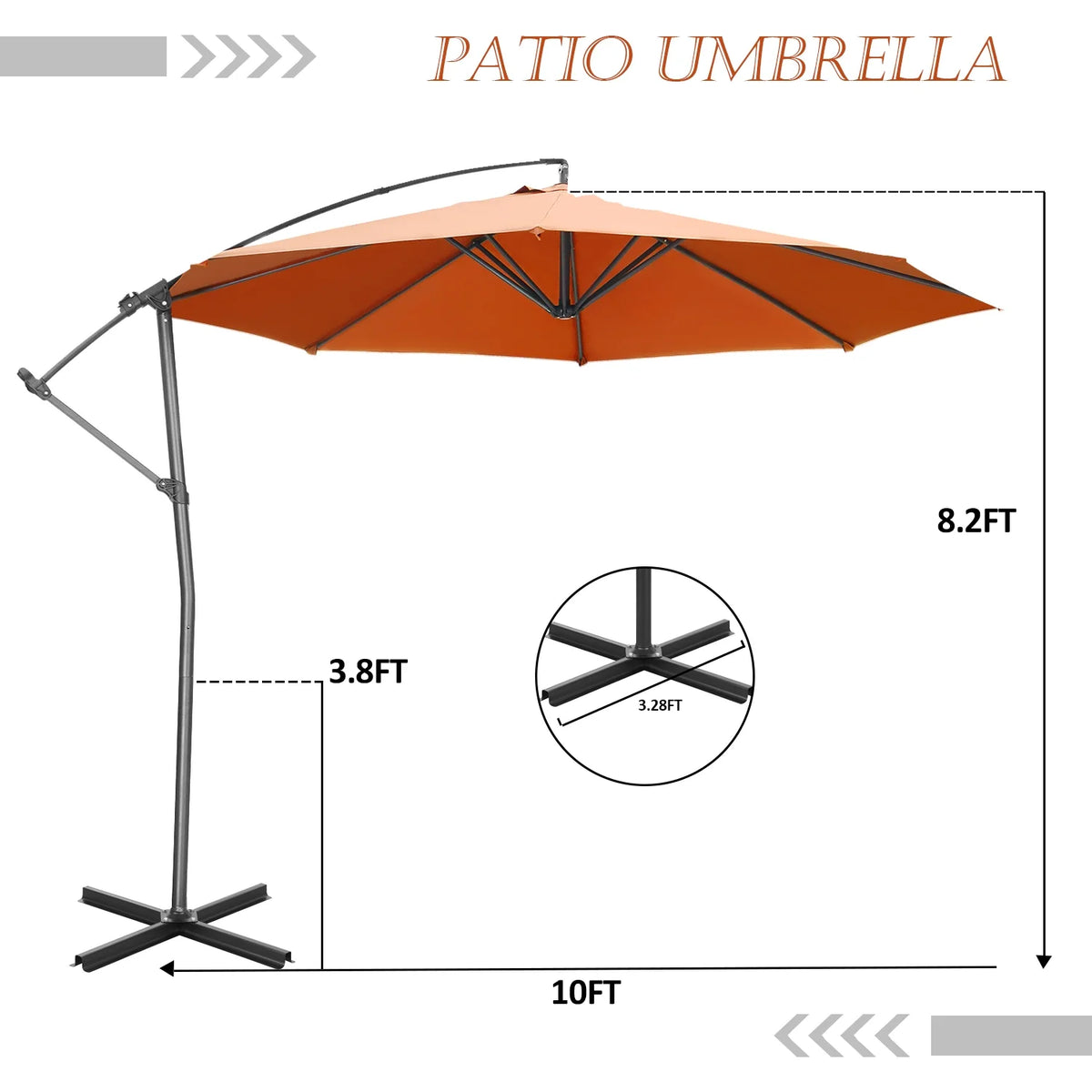 10ft Offset Patio Umbrella with Cross Base L64456