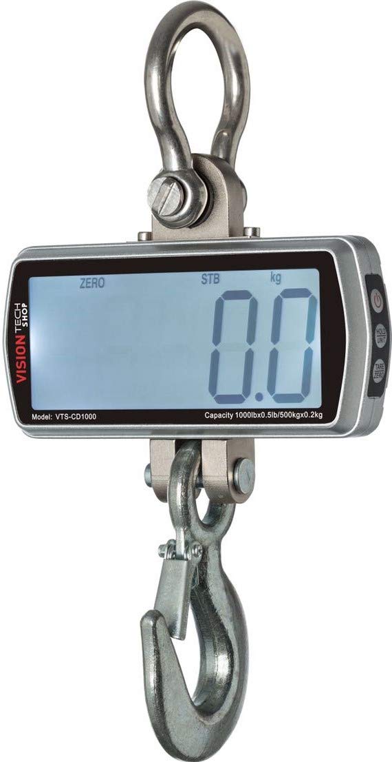 Digital Crane Scale 1000lb 500kg Heavy Duty Compact Hanging Scale LED Display V28503