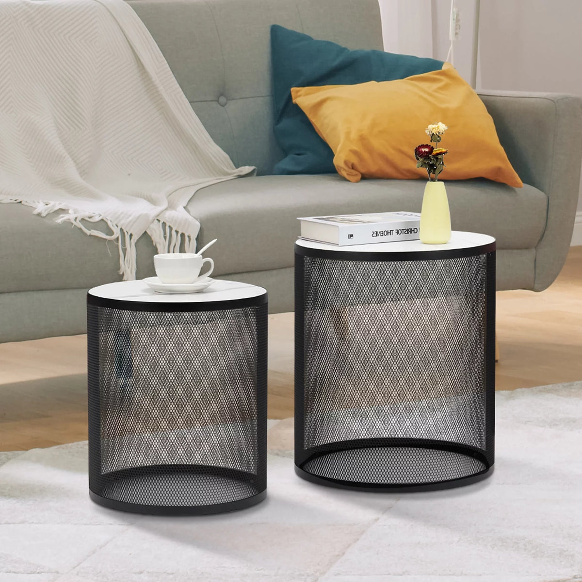 Black Metal Nesting Table Set of 2 E9773