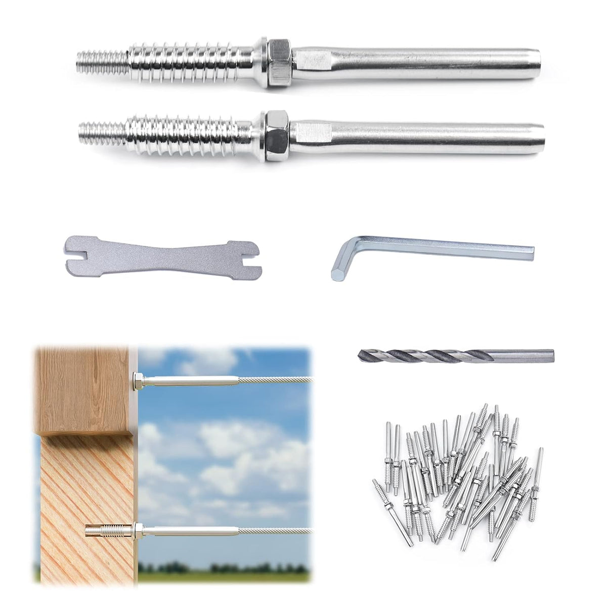 10Pair 3/16 T316 Stainless Steel Cable Railing Kit R431