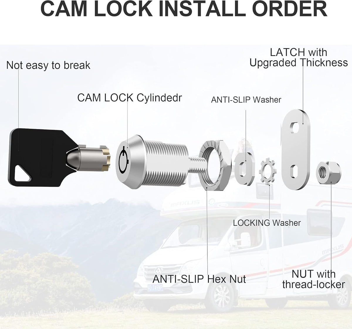 3 Pack Keyed Alike 5/8 Inch Zinc Alloy Cabinet Locks N954761