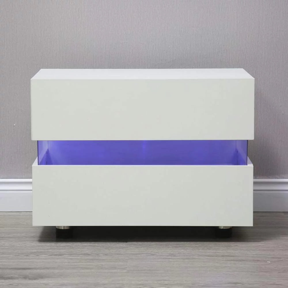 White High Gloss 2 Drawer Nightstand H4231