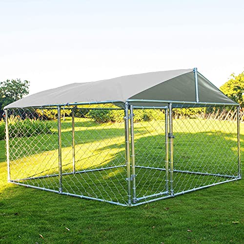 Large Heavy Duty Outdoor Dog Kennel with Water-Resistant Cover W6733