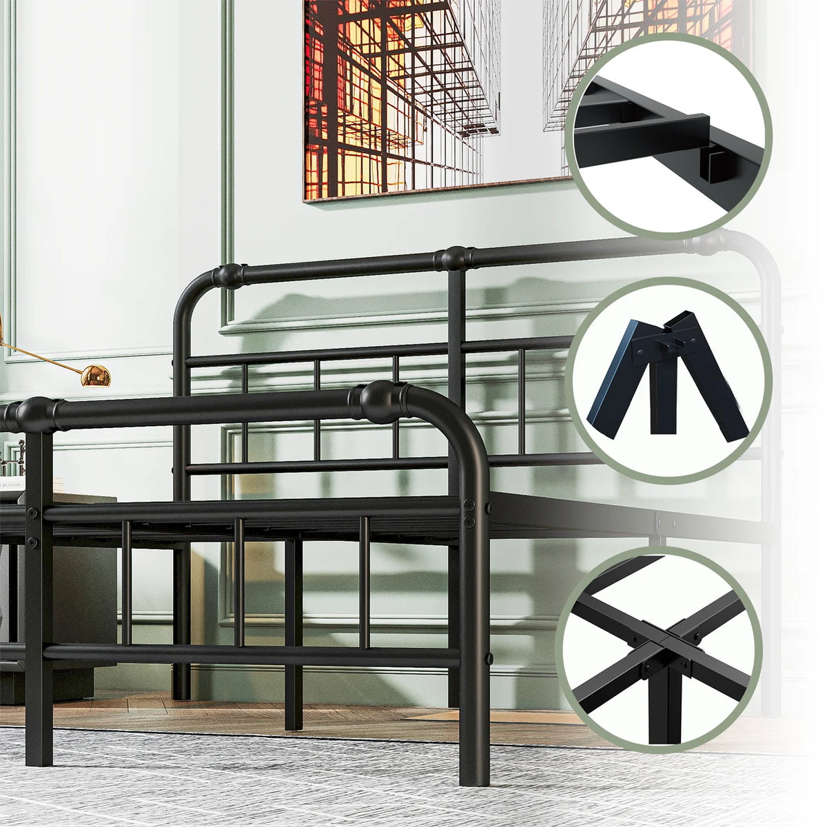 King Bed Frame with Headboard and Footboard W781