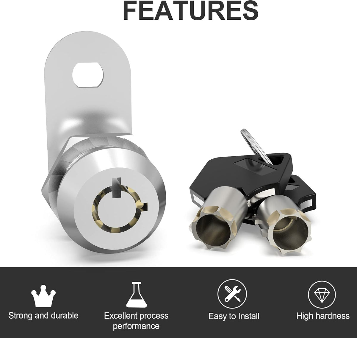 3 Pack Keyed Alike 5/8 Inch Zinc Alloy Cabinet Locks N954761