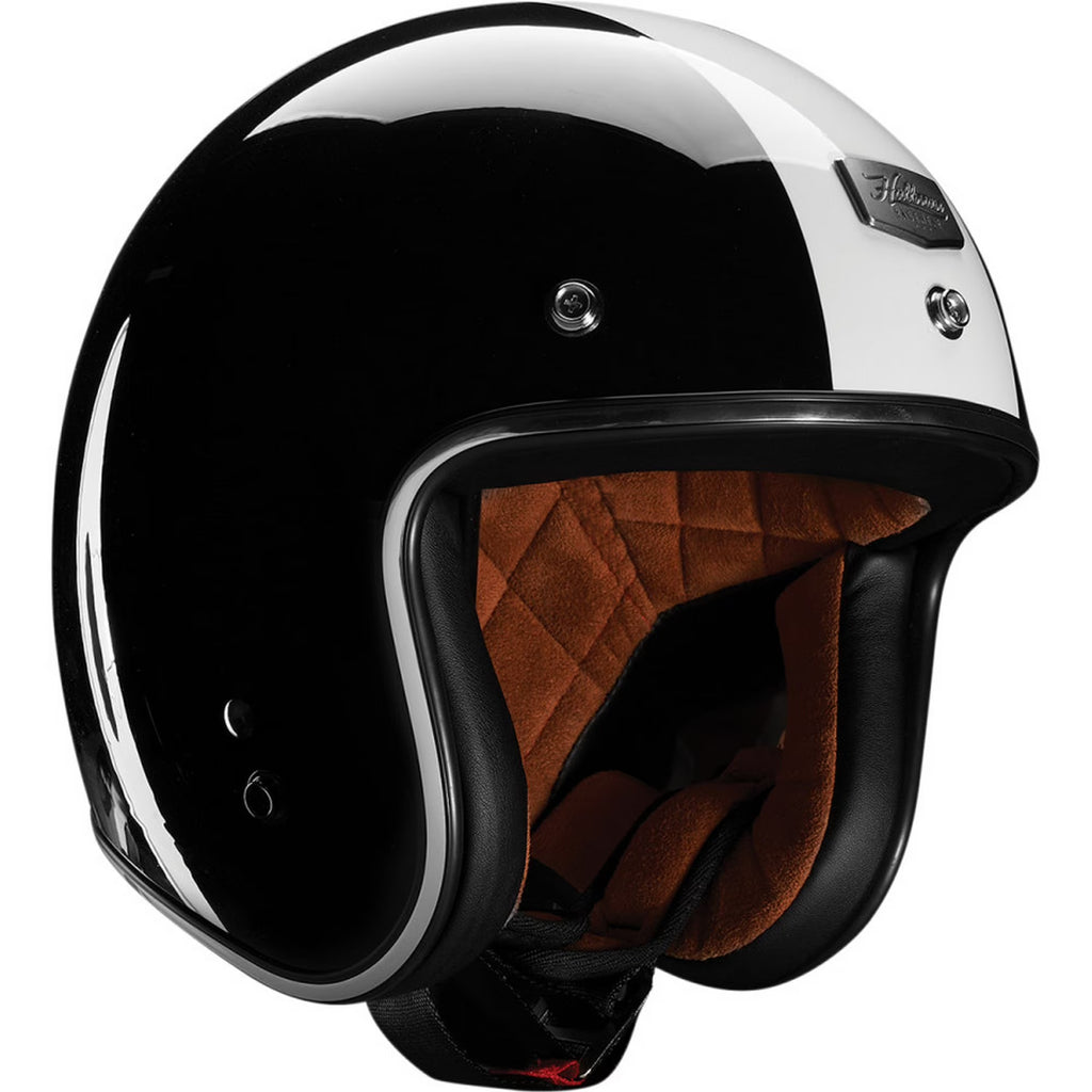 Open Face Motorcycle Helmet Black/White LG S5855