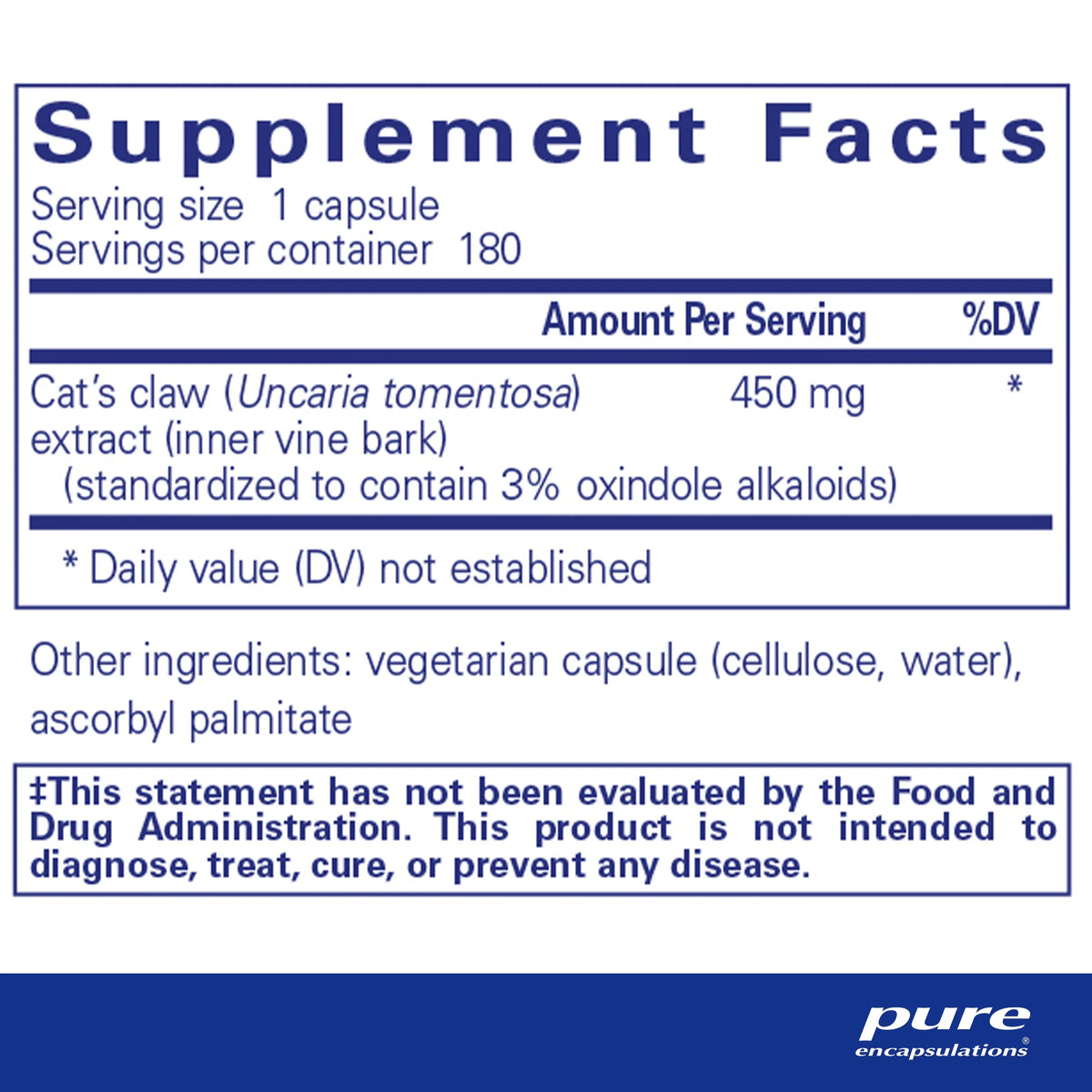 Cat's Claw 180 Capsules M64199