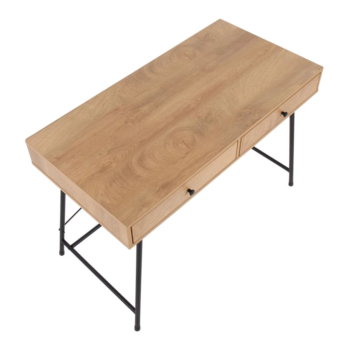 Black Steel Brown Wood Industrial Desk Q16781