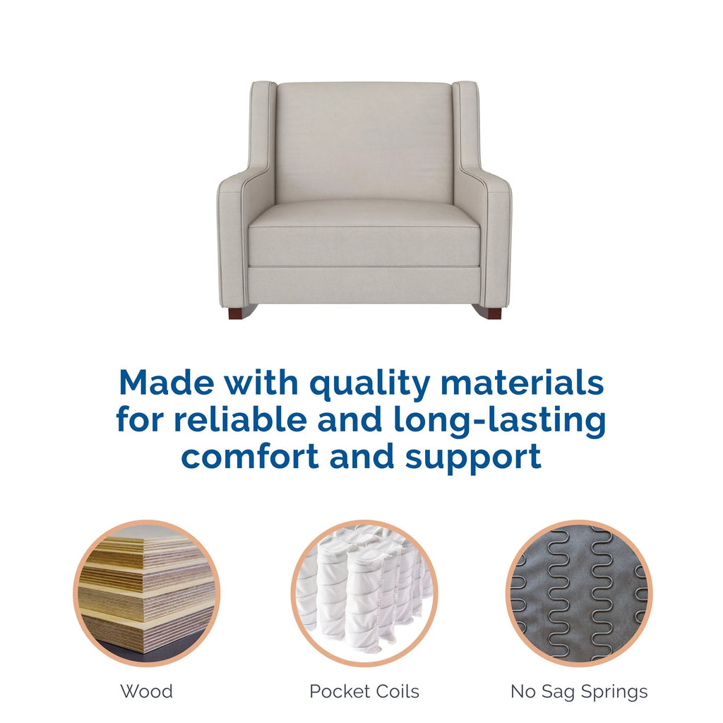 Beige Microfiber Double Rocker Chair V607