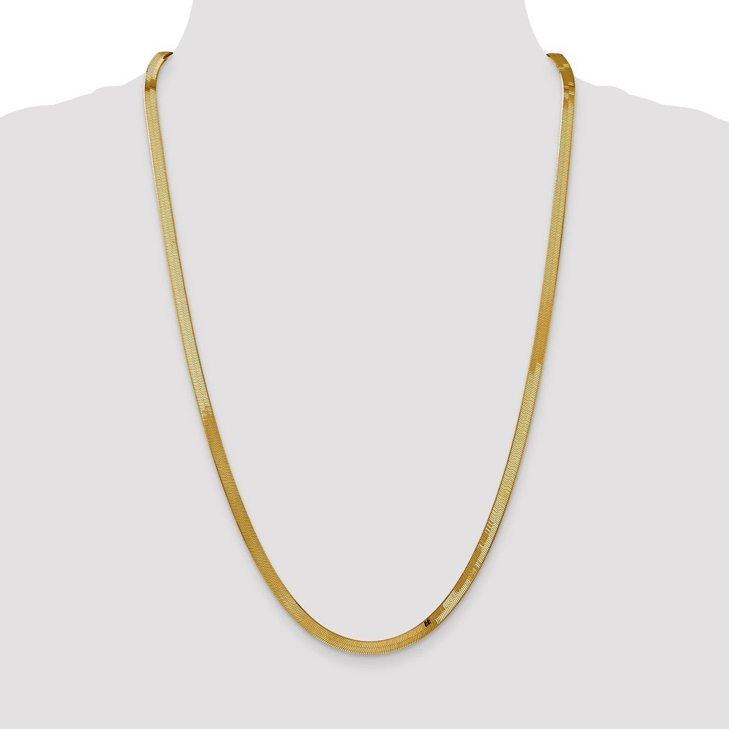 14 Karat Yellow Gold Herringbone Chain Bracelet Q873