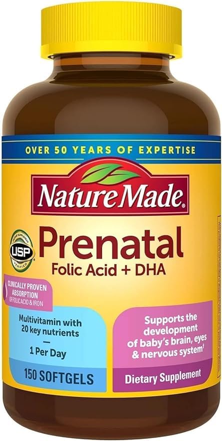 Prenatal Vitamin and Mineral Supplement with Folic Acid + DHA, 150 Softgels H75533
