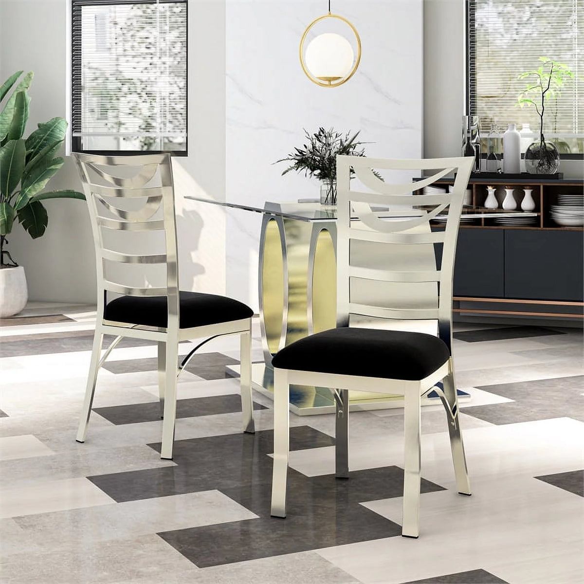 Stainless Steel Dining Chair Set of 2 P892410