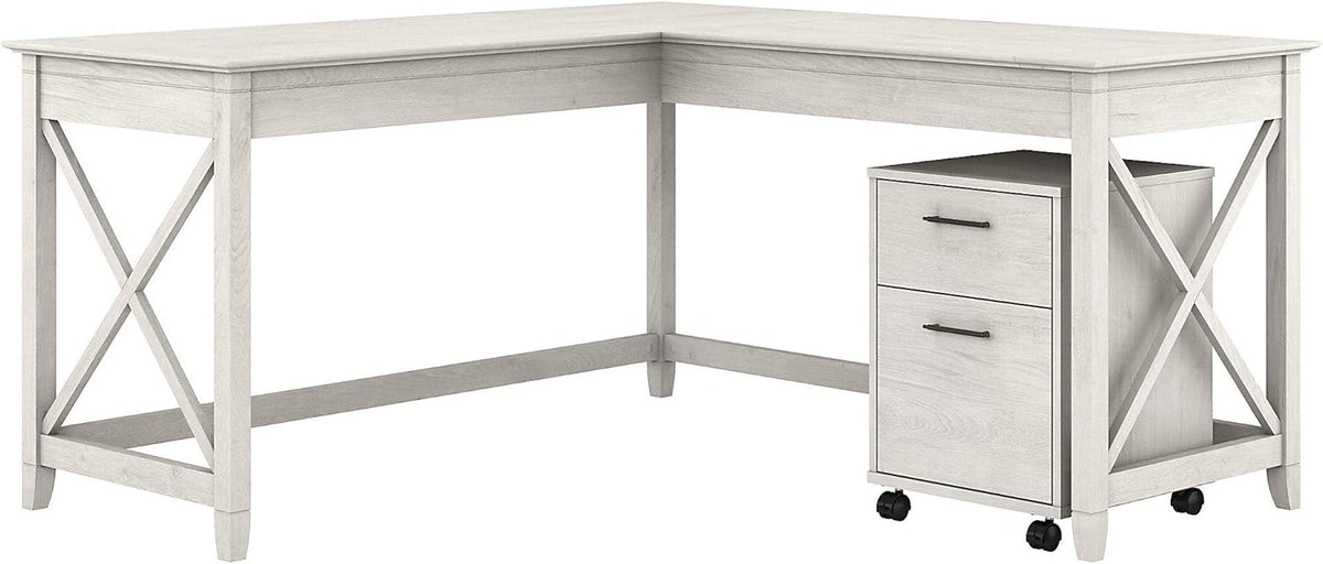 Dark Gray Hickory L Shaped Desk with 2 Drawer Mobile File Cabinet X36943