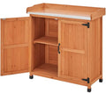 Brown Wooden Potting Bench Table with Removable Shelf H165