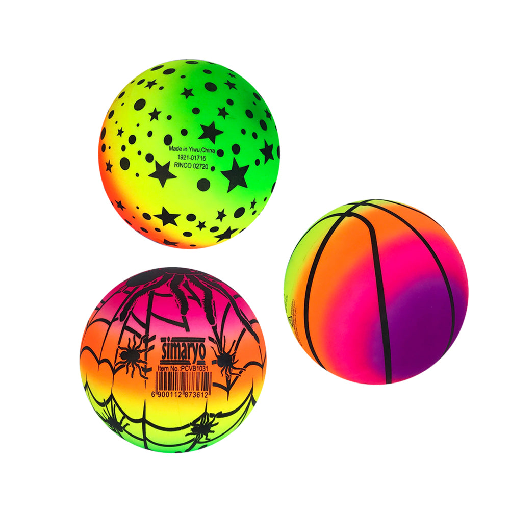 3 Pcs 16 CM Rainbow Balls Elastic PVC Beach Play Ball Children Toy T9756