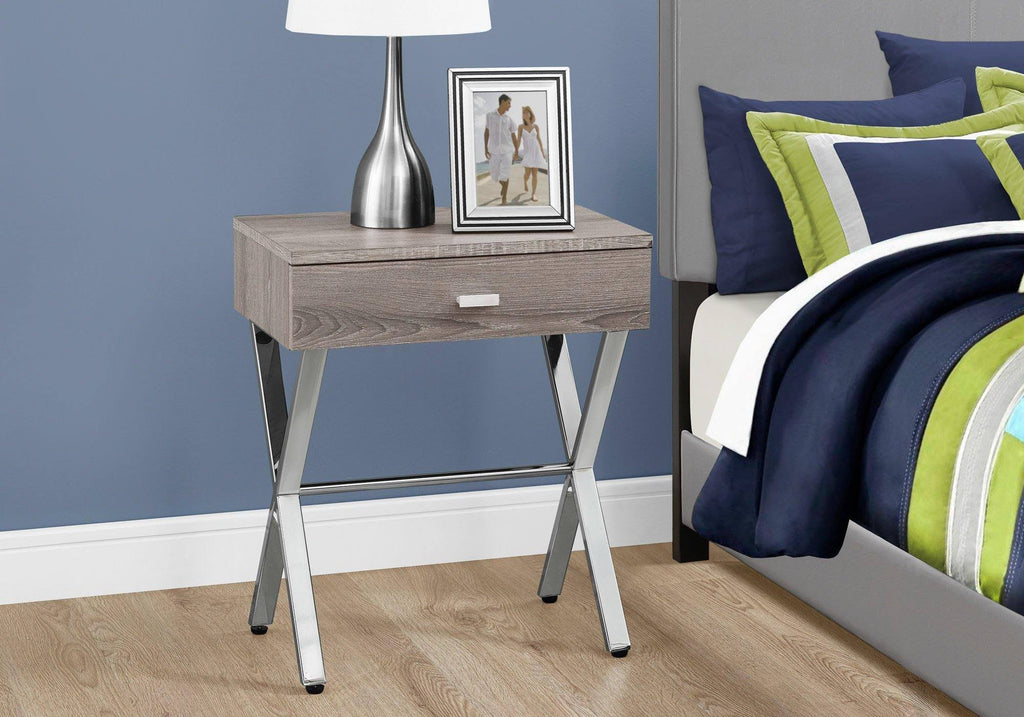 Taupe Finish and Black Metal Accent Table D206057