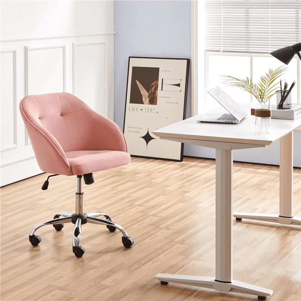 Pink Velvet Adjustable Swivel Office Chair E75423