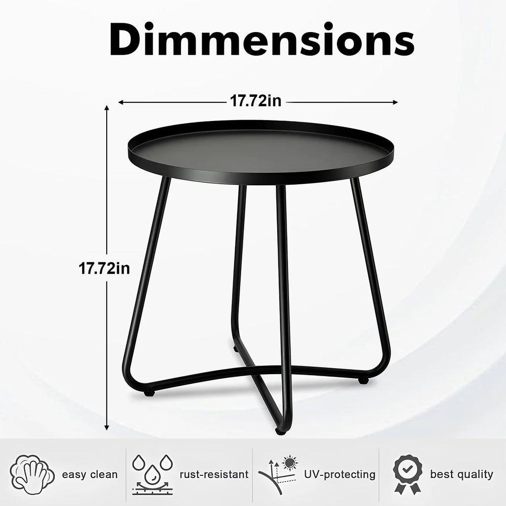 Black Round Steel Outdoor Side Table G467