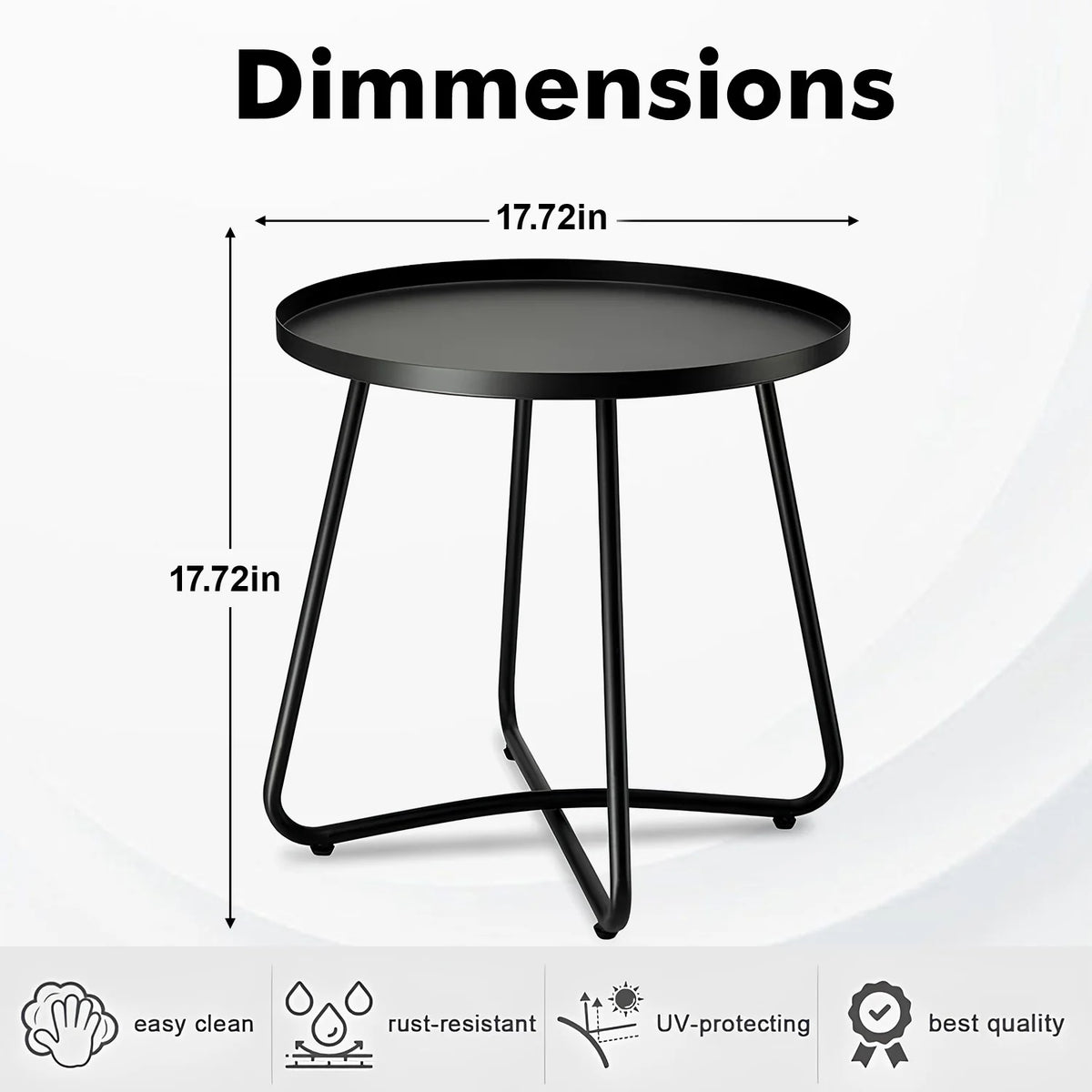 Black Round Steel Outdoor Side Table G467