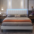 White King Size Upholstered Bed Frame with Faux Leather Headboard A17928