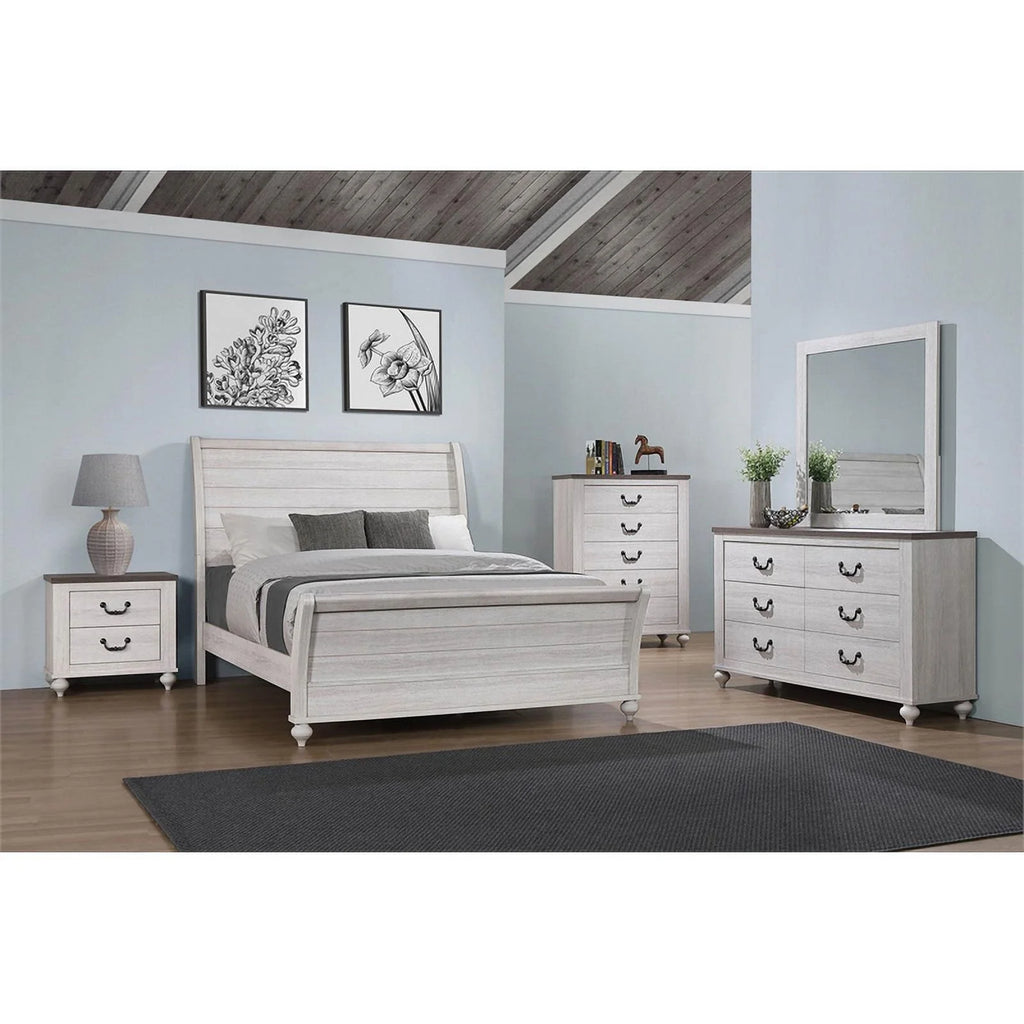 Gray Wood Eastern King Sleigh Panel Bed V76744