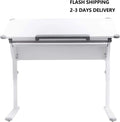 Adjustable Height Study Table with Tilting Desktop and Storage V2715