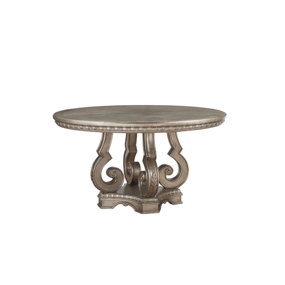 Champagne Gold Wooden Dining Table with Pedestal Base N252889