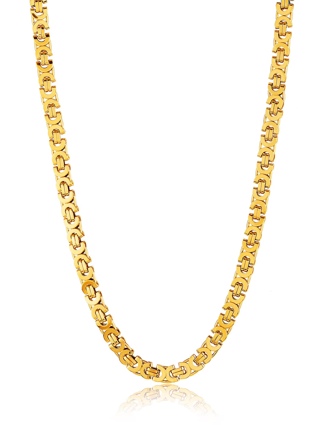 Gold Plated Stainless Steel Flat Byzantine Chain Necklace J91449