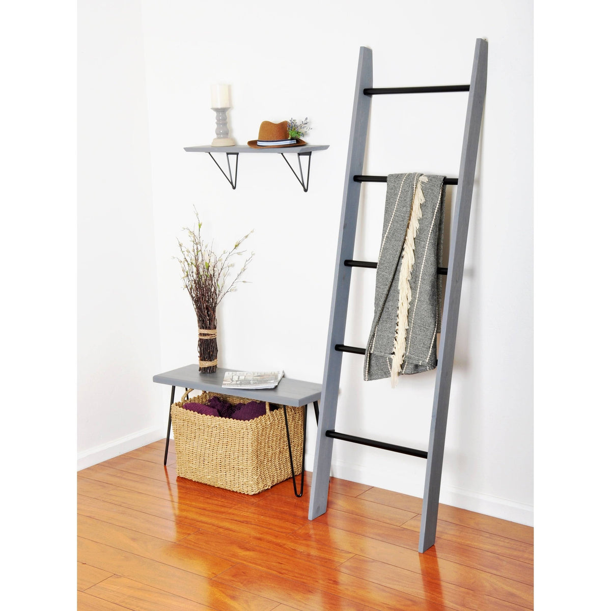 Black Wood Bracket Shelf R8347