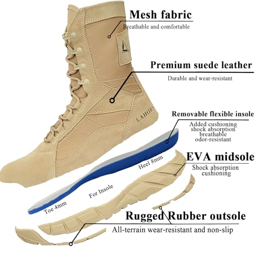 Lightweight Tactical Military Boots Side Zipper Lace Up R7684